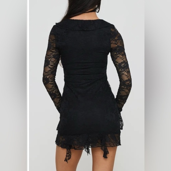Princess Polly Braun Long Sleeve black lace  Mini Dress sz 4 - Picture 4 of 10